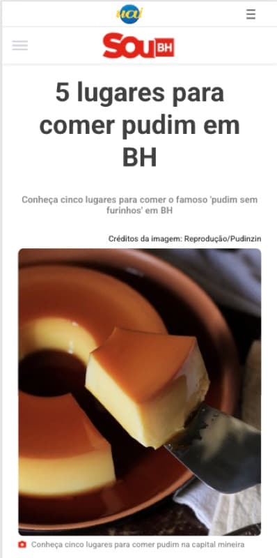Matéria SouBH — 5 lugares para comer pudim em BH
